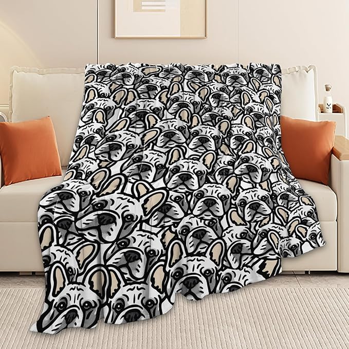 Boston Terrier Throw Blanket French Bulldog Frenchie Puppy Stuff Gifts for Dog Lover Kids Girls Boys Adults Women Men Soft Cozy Warm Plush Fluffy Fuzzy Fleece Blanket Decor 60''X80''
