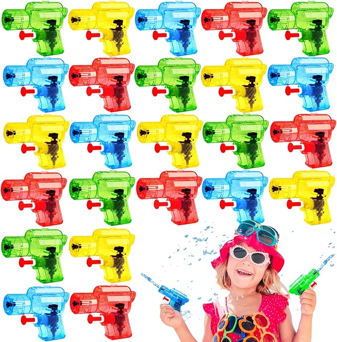 24 Pcs Mini Water Gun for Kids,Color Small Squirt Water Guns,Plastic Blasters for Beach Swimming Pool Toys,Summer Theme Party Favors,Outdoor Water Fighting Games Prop