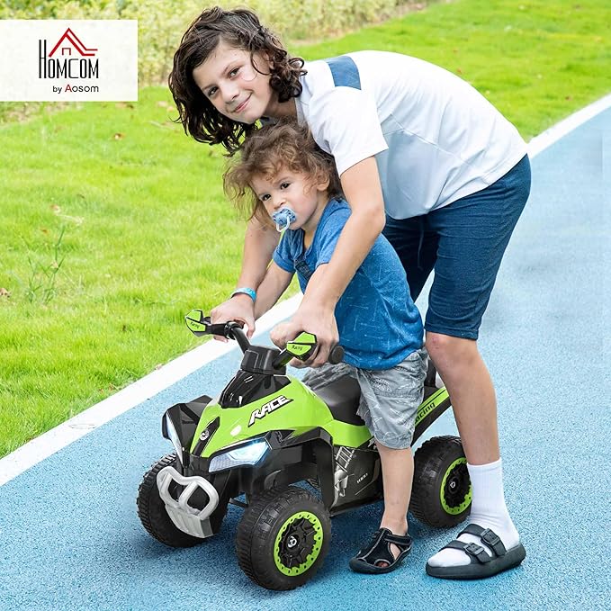 Aosom NO Power Kids Ride On Push Car, Ride Racer, Foot-to-Floor Sliding Car, Walking ATV Toy with Music, Lights, for 1.5-3 Years Old, Green