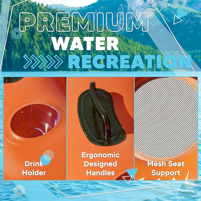 2025 New & Upgraded Sunlite Sports Heavy Duty River Tube Inflatable, Premium Water Float to Lounge Above Lake and River, Outdoor Water Raft Sport Fun, Recreational Use