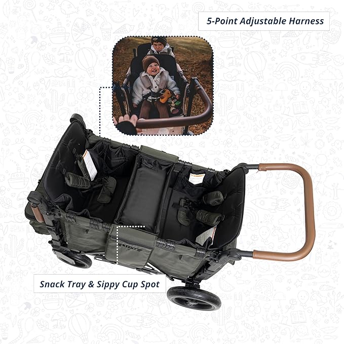 Keenz XC EVO - Luxury Comfort Stroller Wagon | Foldable 2 Passenger with Adjustable Canopy | Green