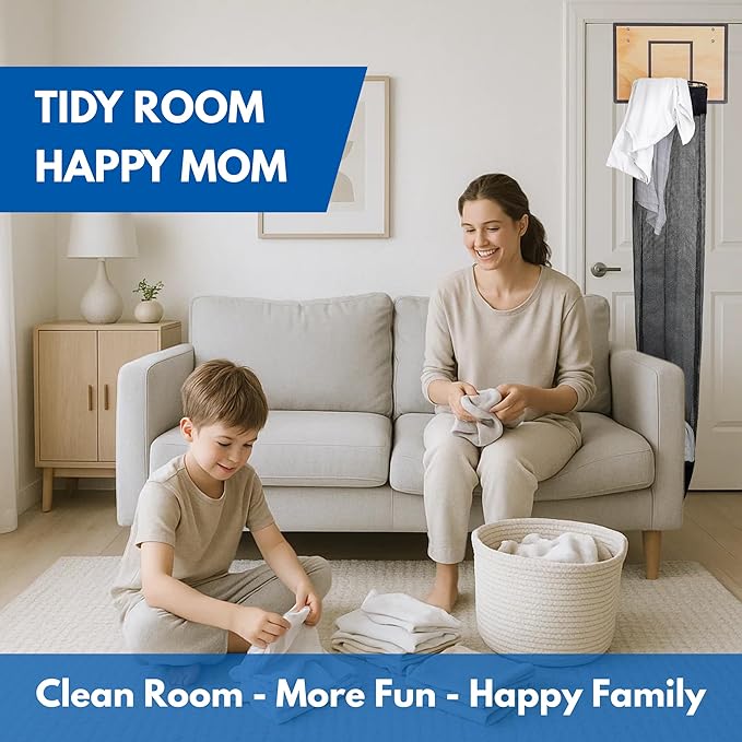 Basketball Hamper, Boys Laundry Basket, Basketball Laundry Hamper, Boys Room Decor, Spring Equipped, Thick Backboard, Zipper Bottom, Room Organizer, Gift for Kids