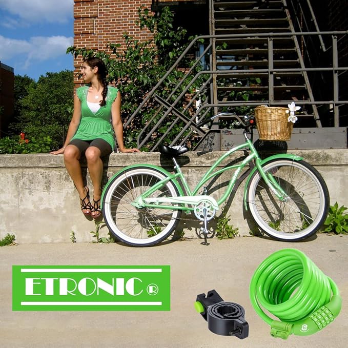 Etronic Bike Lock M6, Cable Lock 6 Feet Long Coiled Security Resettable Combo Combination Lock Bicycle Lock with Mounting Bracket
