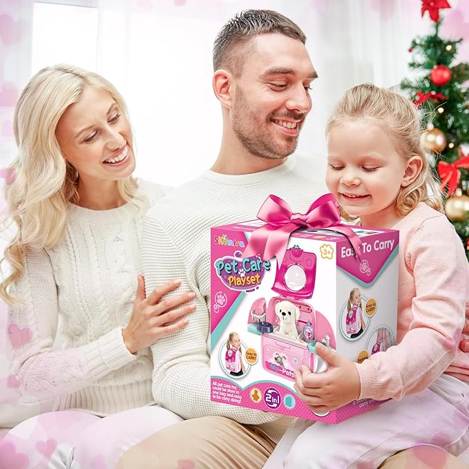 Girl Toys Gifts for 2 3 4 5 6 Years Old, Toddler Girl Toys, Pet Care Pretend Doctor Set Toys for Kids, Doctor kit for Toddlers 1-3 3-5, Kids Doctors Play Set with Plush Puppy Toy&Storage Backpack