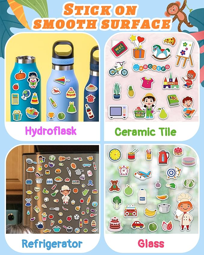 Benresive Reusable Sticker Book for Toddlers 2-4 Years, 3 Sets Travel Stickers for Kids, Waterproof Sticker Books for Toddlers 1-3, Crafts Activities for Todddlers 1-3 2-4 3-5