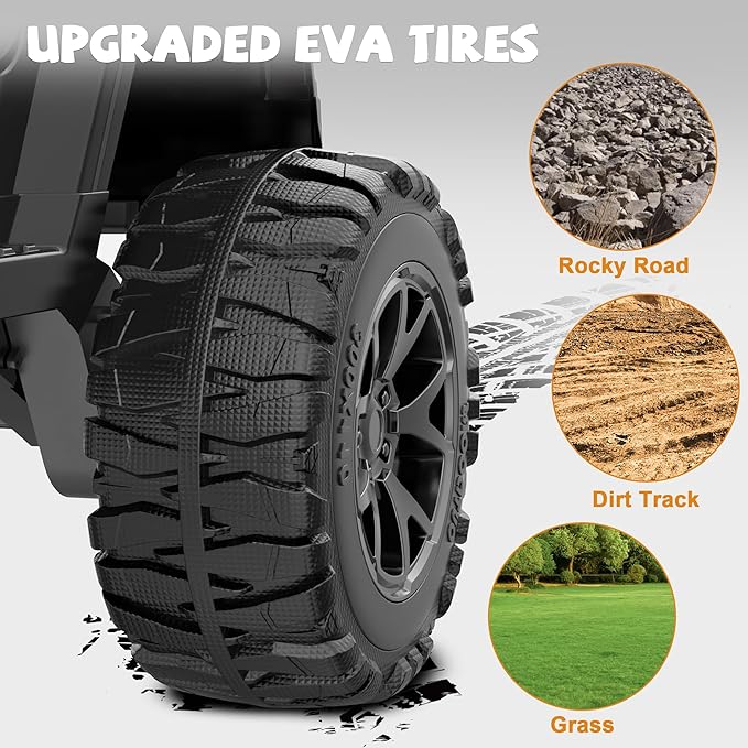 ANPABO 24V Ride on Toys for Big Kids, 2 Seater, 4x200W Motors, EVA Tires, Remote Control, 4 Shock Absorbers, Bluetooth, Electric Ride on Car for Kids 3-8(Black)