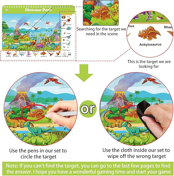 Search and Find Book for Kids Ages 4-6,3-8, Reusable Activity Pad with 24 Toddler Activities Books, Educational Toys for 3+ Year Old, Toddler Airplane Travel Essentials, Travel Toys for Kids 4-8