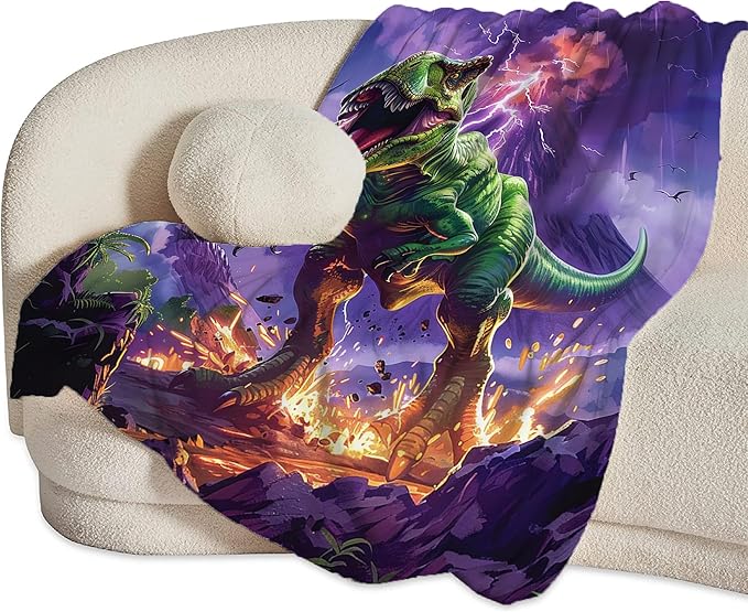 T-Rex Dinosaur Throw Blanket - Funny Gifts and Decor for Boys Girls Women Men Kids Adults - Soft Warm Cozy Fleece for Couch Sofa Bed 80"x60"