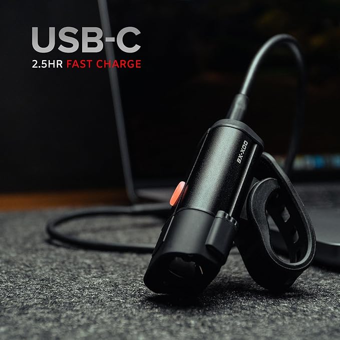 BX-Series USB-C Bike Light Set - Front and Back - 12Hr Max Long Lasting Rechargeable Headlight, Bicycle LED for Night Riding, w/14hr Max Rear Taillight