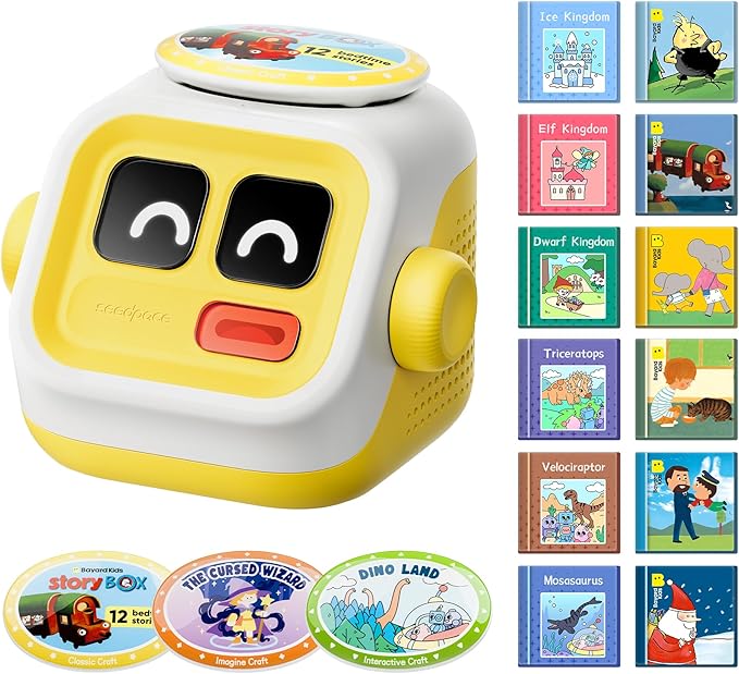 Interactive Storytelling Toys for Kids: Story Audio Machine with 3 Expression Buttons, 3 Story Cards with 120 Stories, 600 Minutes, Birthday Gift for Boys and Girls, Learning, Travel, Bedtime