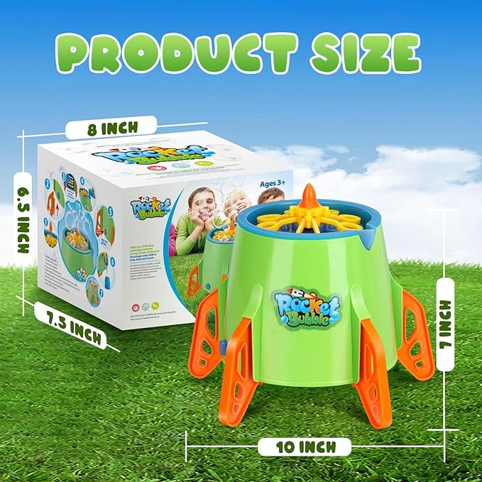 Bubble Machine Rocket with Bubble Solution, Boy Toys Age -3, Automatic Bubble Blower, Bubble Maker for Toddlers Kids Outdoor Indoor, Gifts for 3 4 5 6 7 8 Year Old Boys Girls