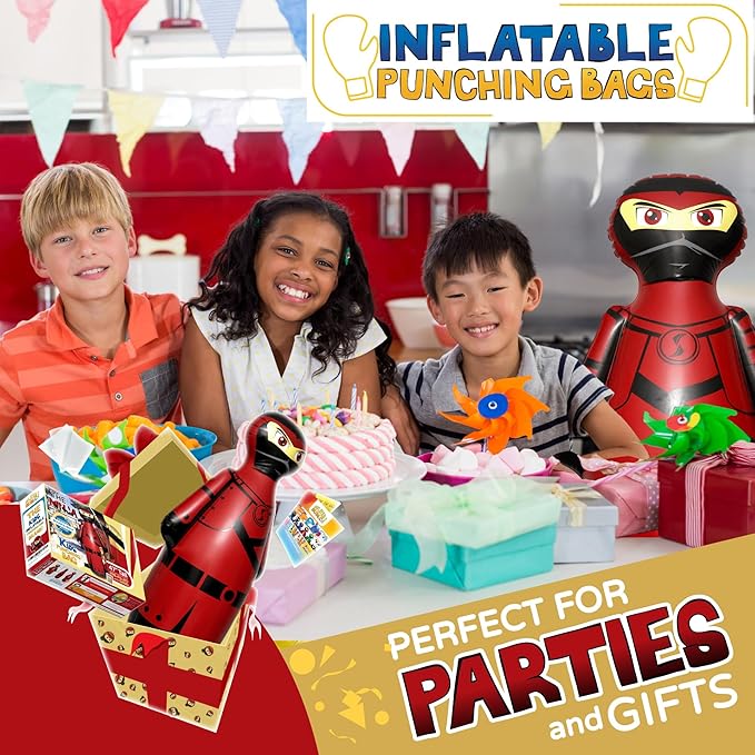 INFLATABLE DUDES Ninja Toy 47 Inches -Kids Punching Bag | Already Filled with Sand| Bop Bag | Inflatable Bopper | Boxing | Ninja Birthday Party | Party Decorations | Punching Bag for Kids- (Sam)