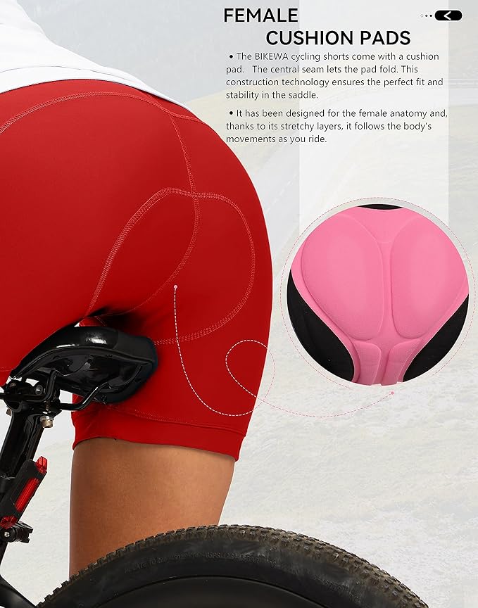 Women's 4D Padded Bike Shorts 5"/7" Riding Underwear Cycling Bicycle Road Biking Cycle Shorts for Women Zipper Pockets
