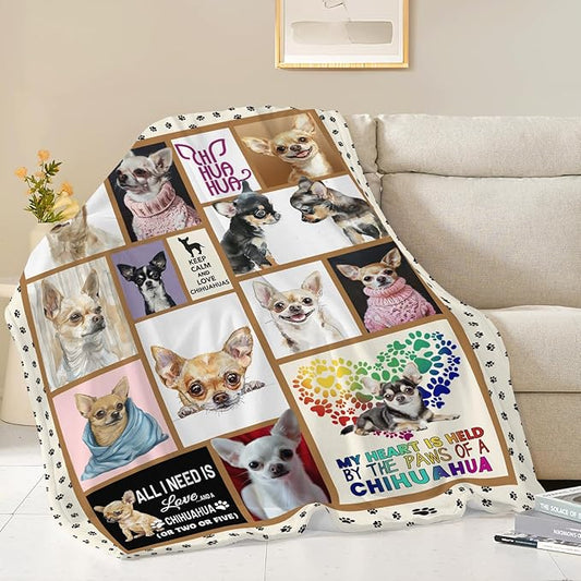 Chihuahua Blanket Chihuahua Dog Throw Blanket Gifts for Girls Women Kids Boys Adults Men Super Soft Cozy Plush Fluffy Fuzzy Fleece Blanket Home Decor 50''X60''
