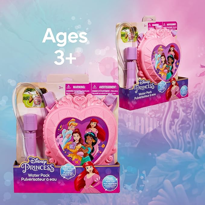 Disney Princess Water Backpack Water Toy, Outdoor Water Blaster for Kids
