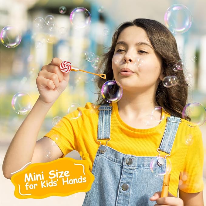 AFZMON 24 Candyland Party Favors Bubble Wands for Kids, Sweet Candy Mini Bubbles Wand Toys, Lollipop Theme Birthday Party Supplies Goodie Gift Bag Stuffers Pinata Classroom Prizes