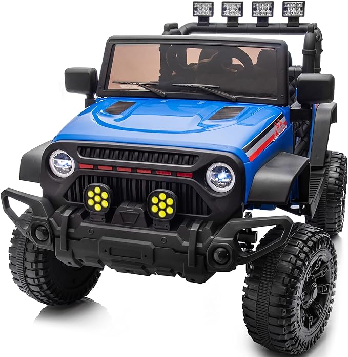 12V Ride on Electric Car, Kids Ride on Toy Truck for Toddlers 3-5 w/Remote Control, 3 Speeds - Blue