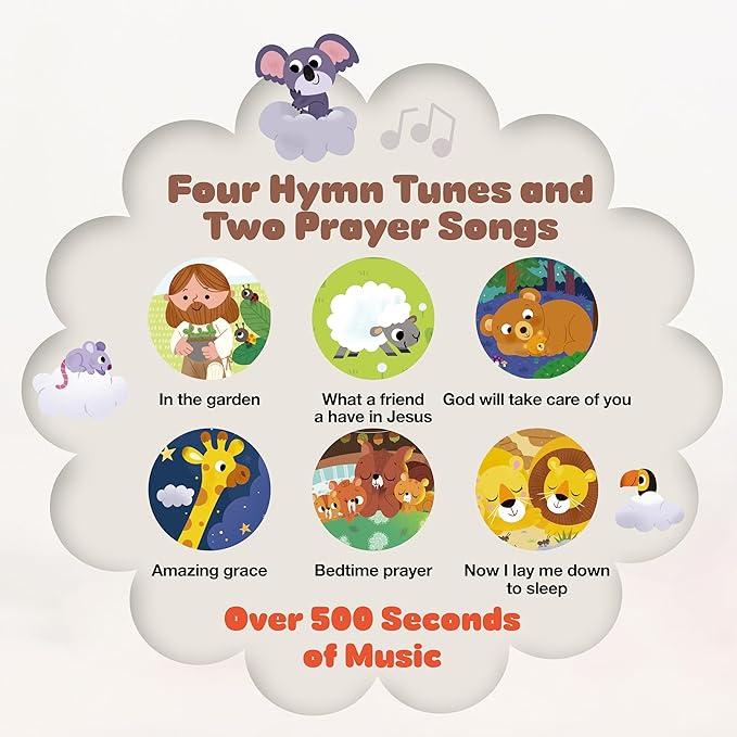 Sleep with Jesus – Bedtime Books for Toddlers, Lullabies for Babies, 4 Hymn Melodies and 2 Prayer Songs, Christmas Toys for Toddlers, Christian Music for 18m+