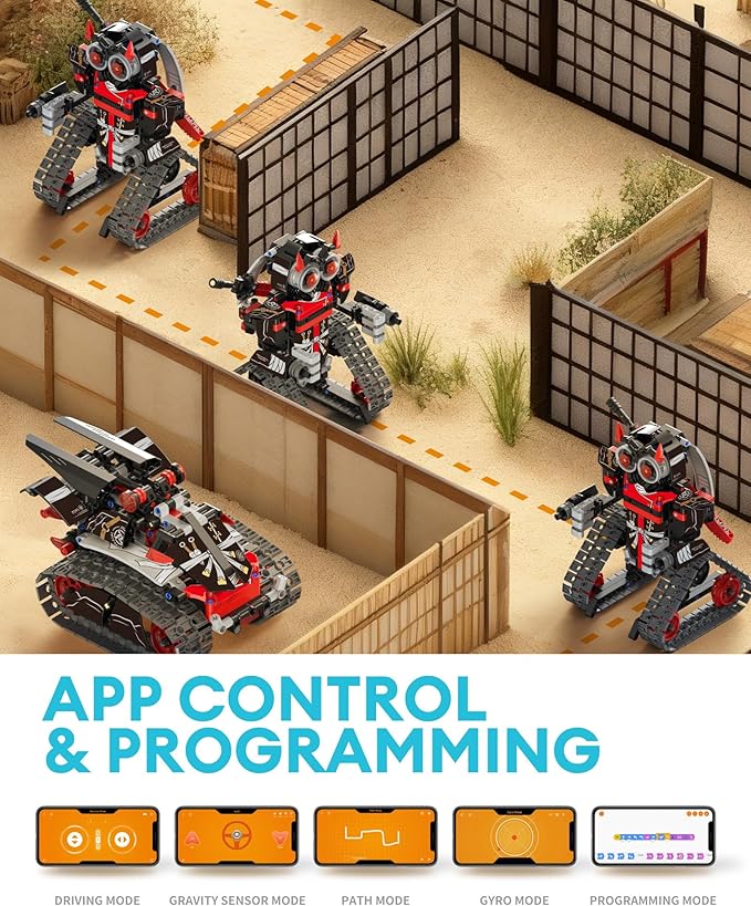 5 in 1 STEM RC Robot Building Kit, APP & Remote Control Samurai/Ninja Blocks 419 Pcs, Erector Set RC Toy for Kids, DIY Build Science Educational Gift for Age 6 7 8 9 10 11 12+ Boys & Girls