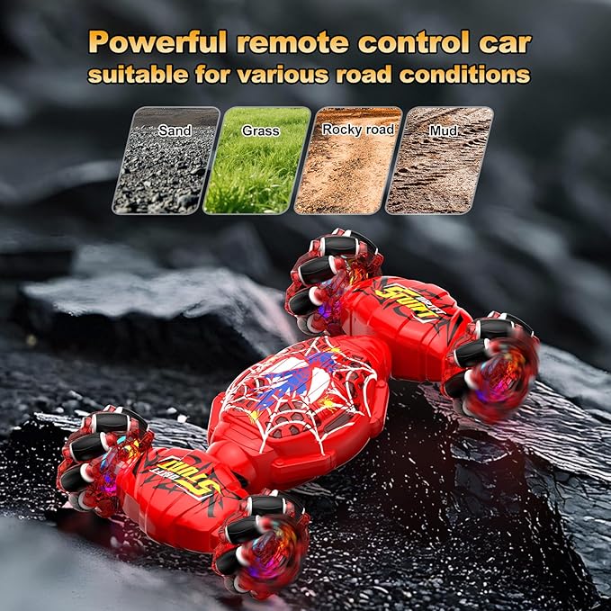 Nikuku Remote Control Car - 2.4GHz 4WD Gesture Sensing RC Stunt Car Toys for Boys and Girls Ages 6-12, 360° Rotating Drift RC Cars with Lights and Music, Ideal Birthday and Xmas Gift