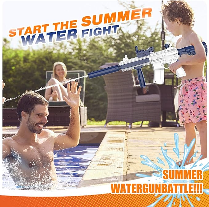 JONEG Electric Water Blaster for Kids Adults - Automatic, Extended-Range, Universal Inlet, Summer Outdoor Beach Swimming Pool Party Toys, Gift for Kids Age 8 9 10 11 12 Years Old Boys