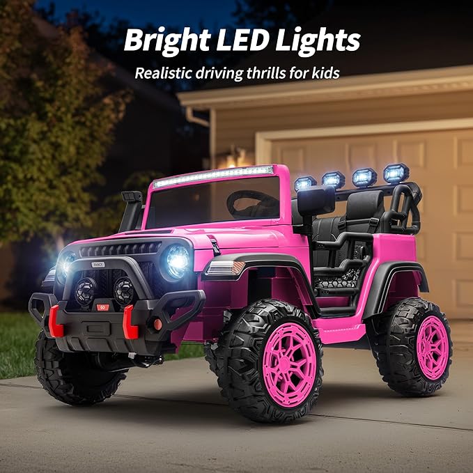 2 Seater Electric Ride on Car Truck, 24V 4x4 Ride on Toy for Kids 4-8 with Remote Control, EVA Tires - Pink