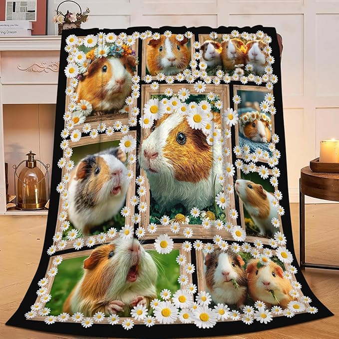 Guinea Pig Throw Blanket Guinea Pig Stuff Gifts for Kids Girls Boys Adults Women Men Soft Cozy Warm Plush Fluffy Fuzzy Fleece Blanket Decor 40''X50''