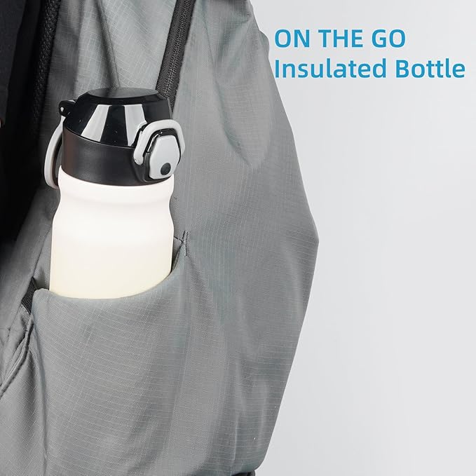 Insulated Water Bottle with Straw and Carry Loop,18 oz Stainless Steel Double Wall Vaccum Metal Water Flask with Leak-proof Lid,Lemon