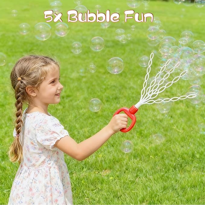 SHCKE 5-Claw Bubble Wands 4-Pack, 16.7 Inch Extra Large Bubble Maker Toy for Kids, Reusable Bubble Toy Set for Summer Outdoor Games, Birthday Wedding
