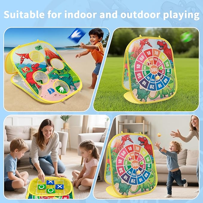 Bean Bag Toss Game Toy Indoor and Outdoor Toys for Kids Toddlers Dinosaur Toys Family Party Carnival Games for Boys and Girls 3 4 5 6 7 8 9 Year Old Birthday Gifts Outside Backyard Beach Lawn Games