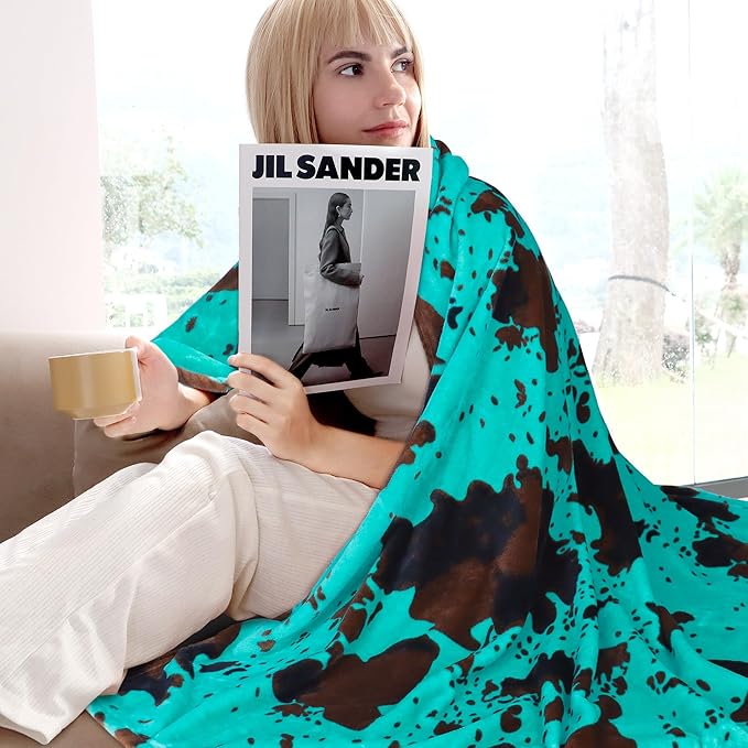 Fleece Blanket Throw for Bed - Teal Couch Throw Blanket Soft Cozy Bedding for House Bedroom Living Room Decor, Turquoise Teal Gifts for Women 50"x60", Lightweight, All Seasons