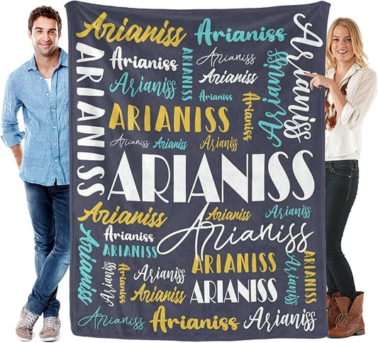 Name Blanket Personalized Blanket for Adult Kids Flannel Customize Throw Blanket Custom (Color 09, 50 x 60 Inches)