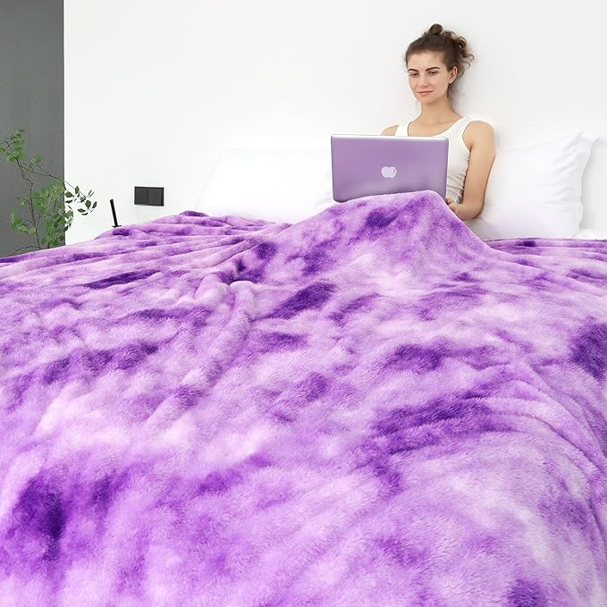Fleece Throw Blanket Cozy Soft Lightweight Throw Blankets Warm Plush Purple Fall Blankets and Throws Couch Sofa Bed Camping Travel Picnic Outdoor Blanket Bedding Kid Baby Boys Girls Adults