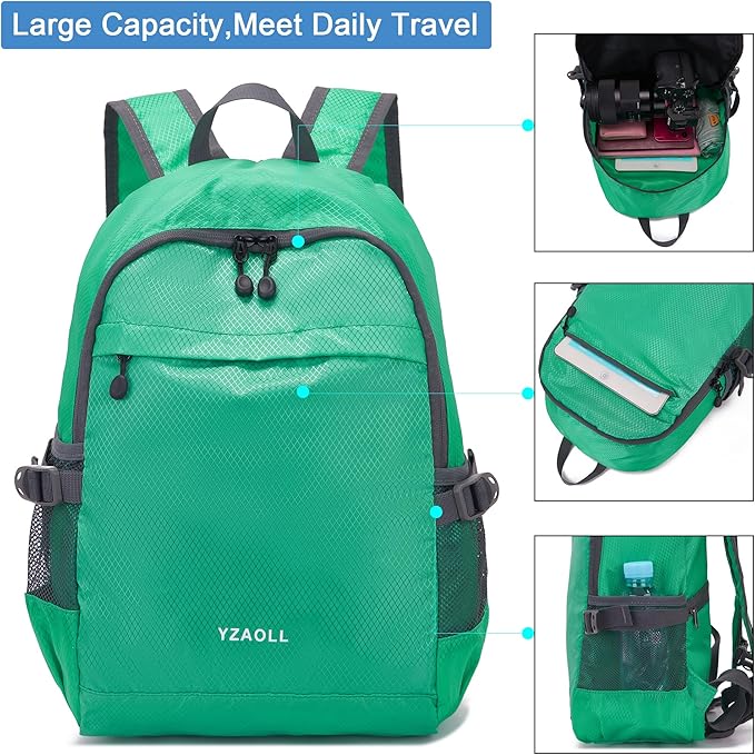 YZAOLL Small Lightweight Packable Hiking Backpack, 20L Hiking Backpack Day Pack for Women Men Travel Camping Vacation,Qing