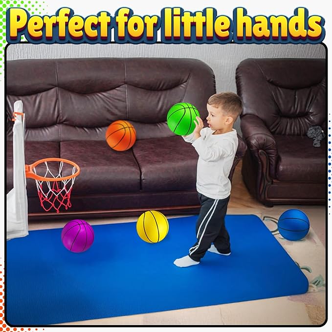 Mini Basketball Set for Kids - 6 Inch (5 Pack) w/ Hand Pump - Small Size Indoor Mini Hoop Balls for Toddlers - Over the Door Basketball Games, Indoor & Outdoor, Small Hoops, Pool Play & Party Favors