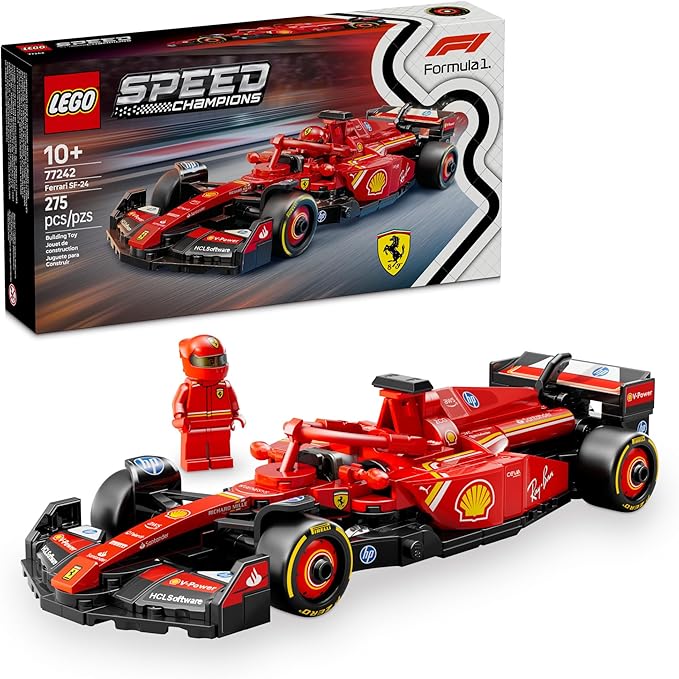 LEGO Speed Champions Ferrari SF-24 F1 Race Car Toys - Building Sets for Kids, Boys & Girls, Ages 10+ - Ferrari F1 Model Car Kits for Display or Play - Gift Ideas for Birthdays and Fans - 77242