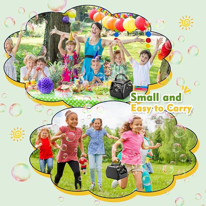 Portable Bubble Machine for Kids with 1800mAh Rechargeable Battery, 400ml Large Tank, Dual Speed Control & USB-C Charging, Indoor Outdoor Bubble Blower Party Toy (Black)