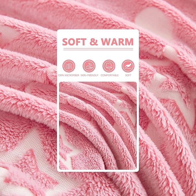 Glow in The Dark Heart Blanket,Heart Gifts Toys for Girls, Birthday Presents Decor for Kids Age 3-14 Year Old Daughter Teen Child Toddler Soft Luminous Christmas Bedroom Throw Blanket 50"x60"