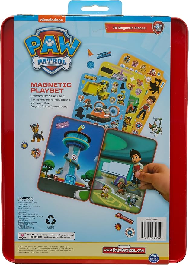 Paw Patrol Magnetic Playset, 75 Mix & Match Dress Up Magnets, 2-in-1 Storage Tin & Play Space, Fun Paw Patrol Toy for Kids 3 & Up, Great Travel Activity for Kids and Toddlers, Paw Patrol Activities