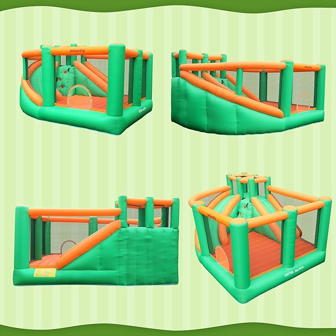 Bounce House Inflatable Bouncy Castle with Large Jumping Area Double Slide Bouncer for Kids and Toddlers