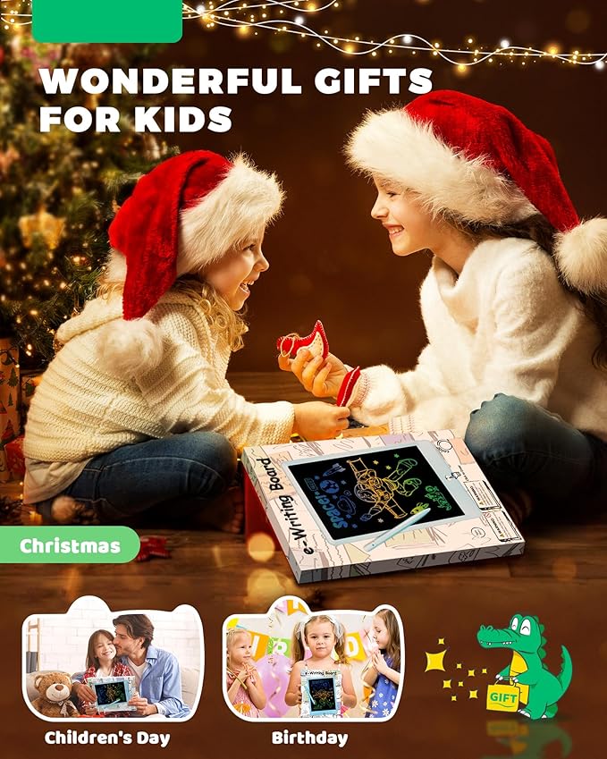 KOKODI LCD Writing Tablet, 10 Inch Colorful Toddler Doodle Board Drawing Tablet, Erasable Reusable Electronic Drawing Pads, Educational and Learning Toy for 3-6 Years Old Boy and Girls(Green)