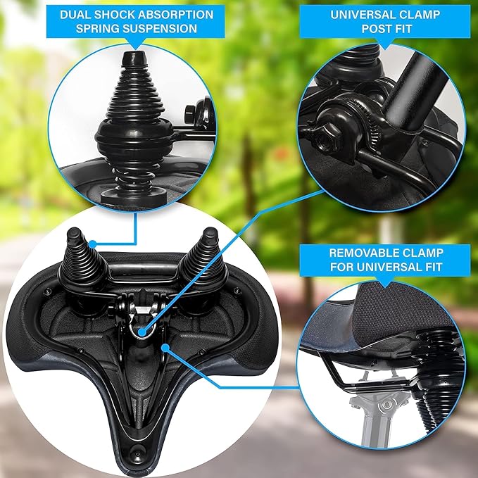 X WING New-Age Noseless Bike Seat Cushion for Men & Women - Extra Padding & Wide - Suitable for City, Electric, Stationary Bikes - Compatible with Peloton Bikes – Wide Winged Bike Seat with Cushion