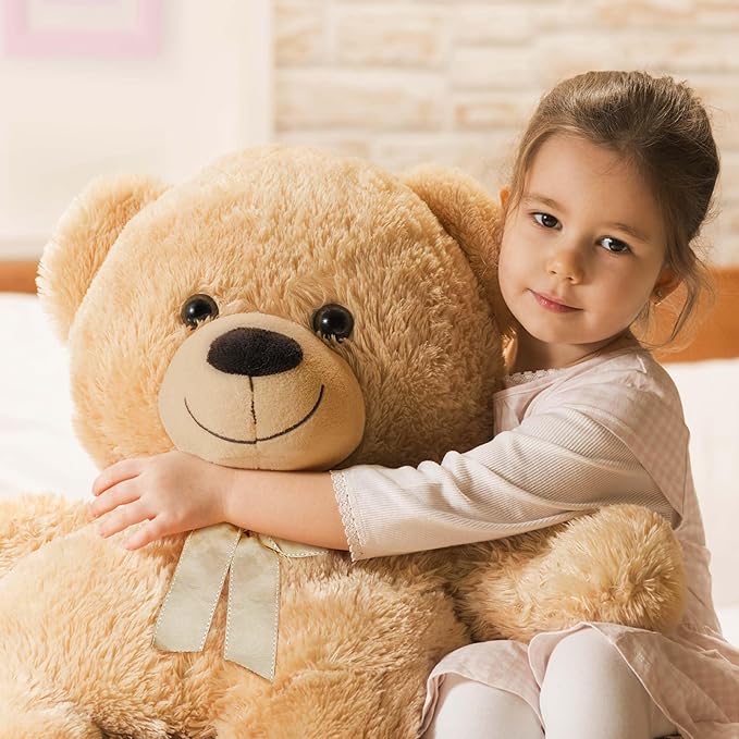 LotFancy 3 Feet Giant Teddy Bear Stuffed Animal, 39 inch Large Bear Plush Toy with Footprints for Birthday, Anniversary, for Her, Women, Girlfriend, Wife