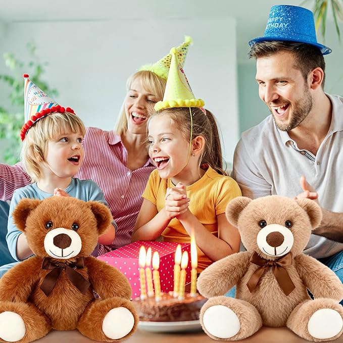 Civaner 4 Pack 14 Inches Bear Plush Stuffed Animals Operation Christmas Cute Soft Bears Gifts Bulk for Girls Boys Girlfriend(Light Brown, Dark Brown, White, Gray)