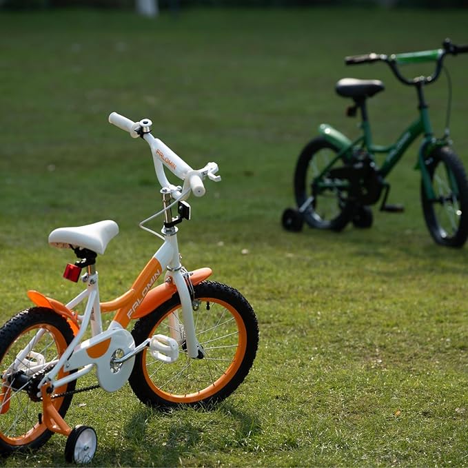 14/16/18 Inch Children’s Bike for Toddlers Kids Ages 3-9, Safe Non-Slip Tires, Removable Training Wheels, Coaster Brake, Easy Assembly, Perfect for Boys and Girls, Orange