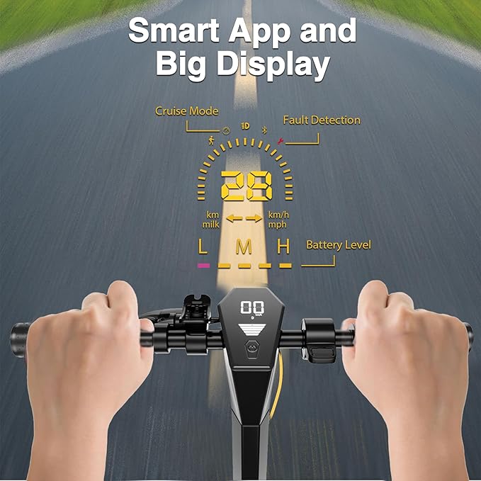 Electric Scooter Adults, 500/600W Motor, 28 MPH Top Speed,10" Vacuum Big Tires, Foldable E-Scooter with App Control & Disc Braking System for Smart APP Contro