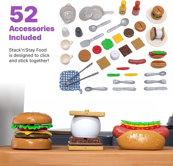 Step2 Adventure Camper Kids Playhouse, Indoor/Outdoor Playset & Kitchenette, Interactive Play with Sounds, Includes 52 Piece Toy Accessories, Made of Durable Plastic, For Toddlers 2+ Years Old