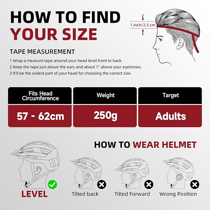 Adult Bike Helmet, Bicycle Helmet with Rear LED Light & Detachable Magnetic Goggles, CPSC/CE Certified Cycling Helmet Adjustable for Men Women Mountain & Road