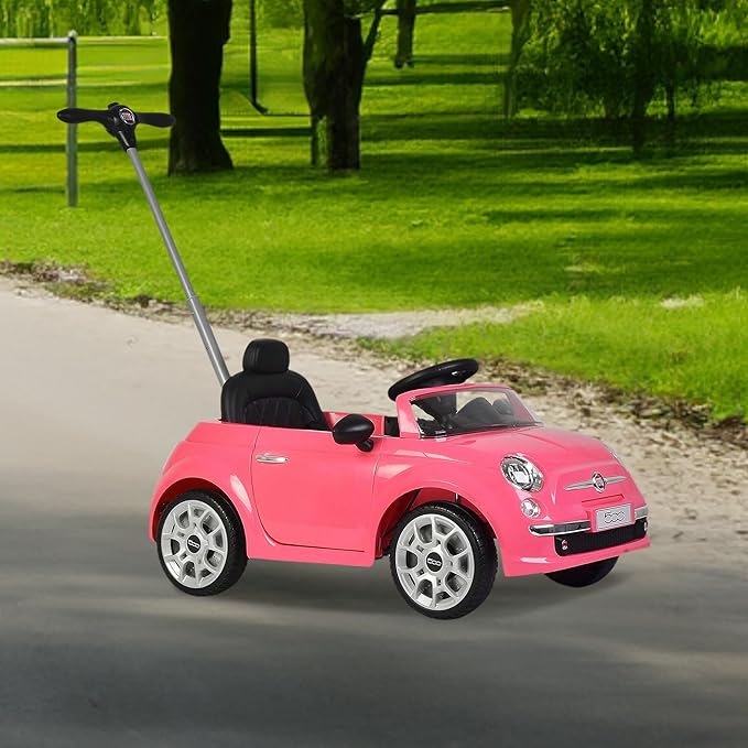 Best Ride On Cars Fiat 500 Push Car, Pink, Large