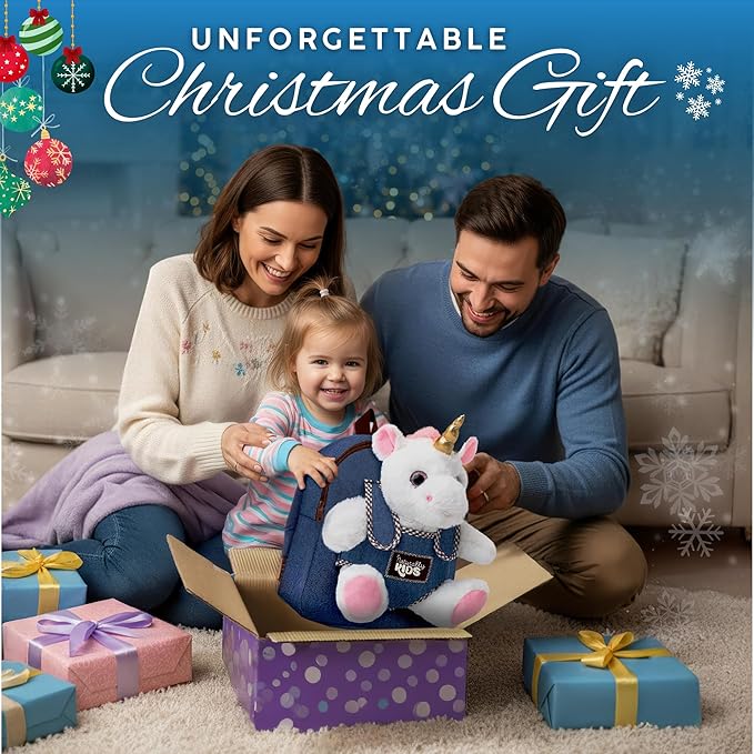 Naturally KIDS Unicorn Toys for Age 3, Birthday Gifts for 2 Year Old Girls, 3 Year Old Girl Gifts, Toddler Unicorn Backpack